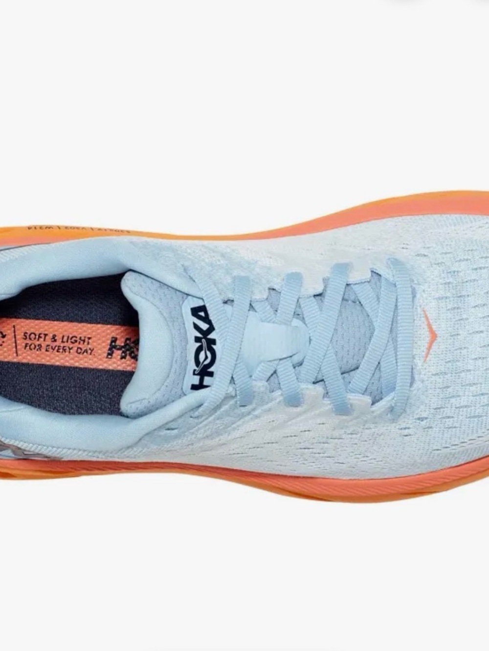 Hoka One One Women's Light Blue and Orange Running Shoes Size 6/5 D